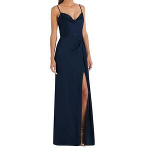 Dessy Collection Cowl-Neck Draped Wrap Maxi Dress With Front Slit NWT Size 24W